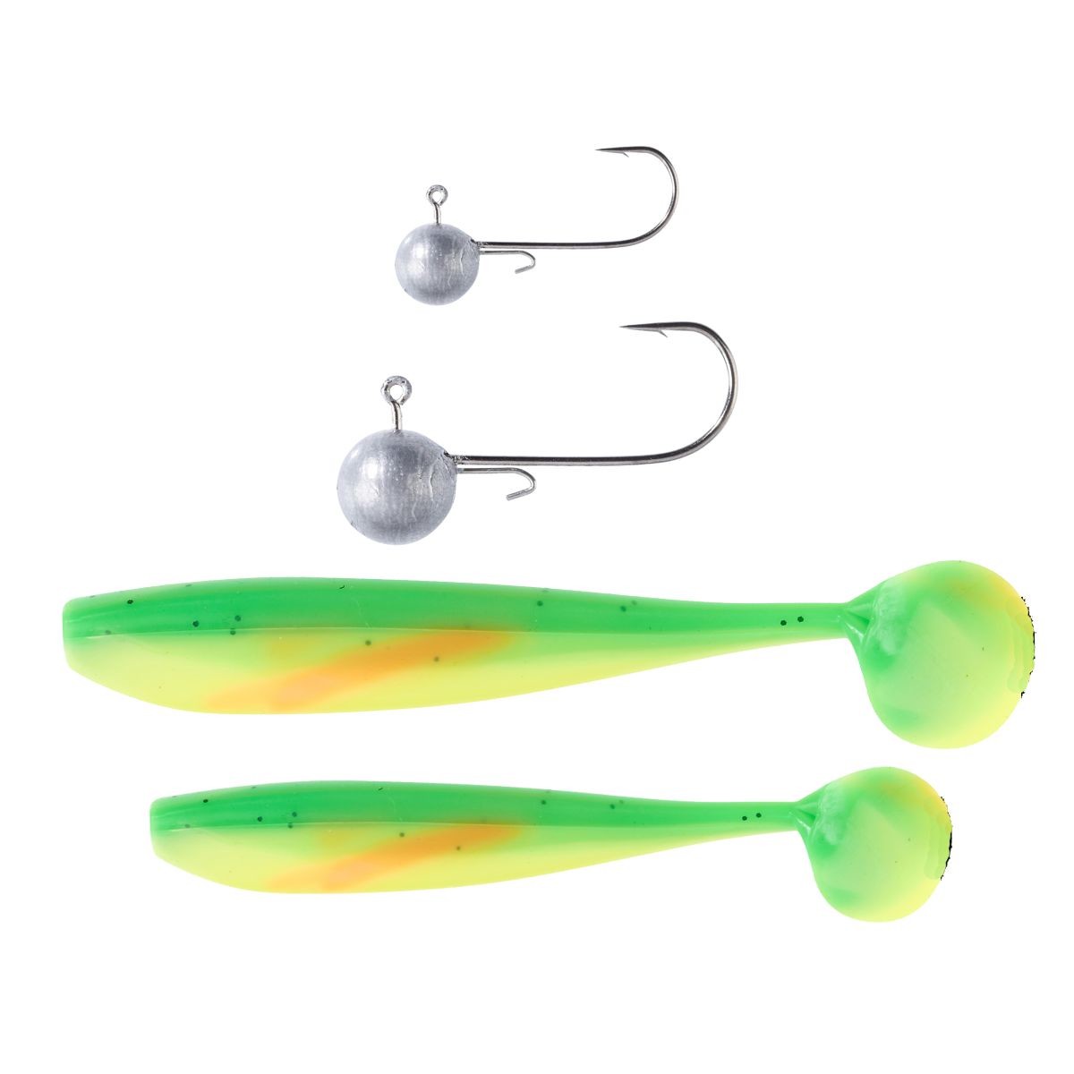 BALZER Shirasu Dorsch Gummi Set 12 + 15cm Grün-Gelb 60+80g Jighead