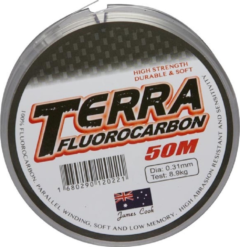 James Cook Terra fluorocarbon 0,18mm 3,5kg 50m, Angelschnur, Vorfachschnur