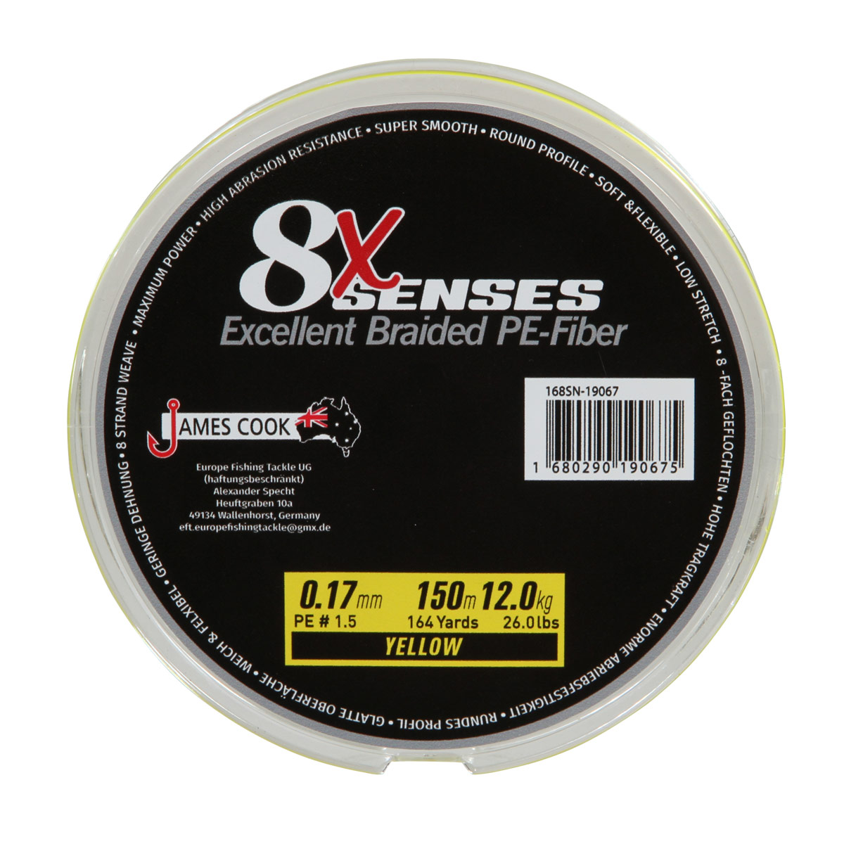 8X Senses Braid 0,08mm 150m yellow 5kg